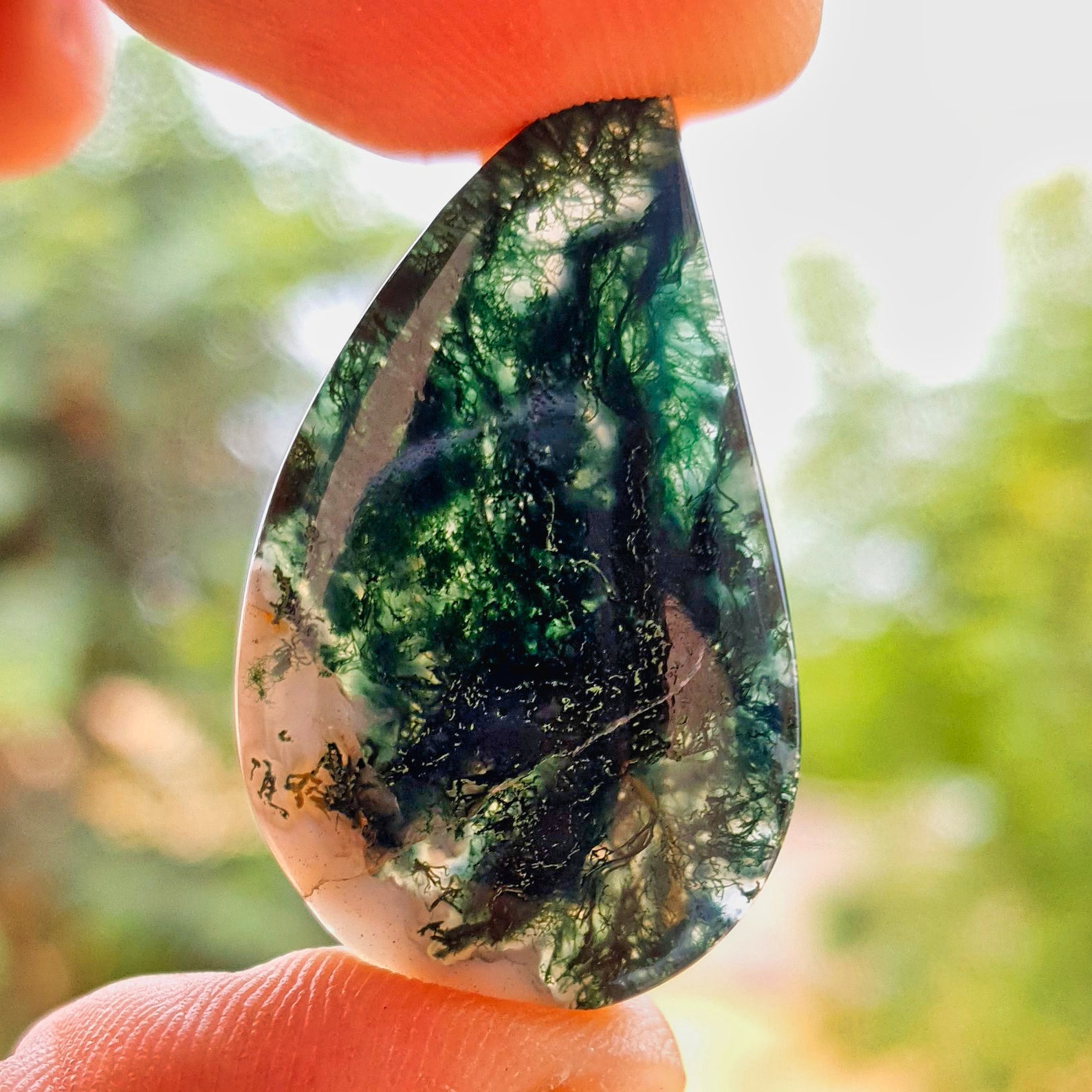 Moss Agate Cabochon Moss Agate Stone Natural Gemstone | Etsy