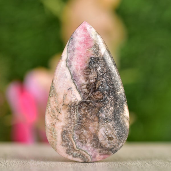 RARE!! Pierre précieuse rhodochrosite naturelle, cabochon rhodochrosite, bijoux rhodochrosite, rhodochrosite, vernis fait main 55X33mm 105.90Ct.