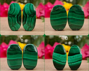 Natural Malachite Oval Shape Cabochon Loose Pair Gemstone,Handmade Malachite Gemstone,Top Quality,For Making Jewelry