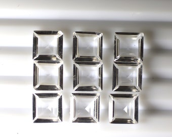 Natural Crystal Quartz Square Faceted Amazing Cut Gemstone for making jewelry