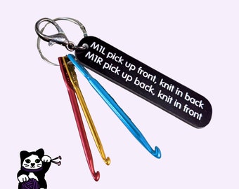 m1l m1r stitch marker with stitch saver, progress keeper for knitters, knitting notions, mini crochet hooks