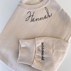 Embroidered Maid of Honor Sweatshirt, Embroidered Bridesmaid Sweatshirt, Bridesmaid Personalized, Embroidered Sweatshirt, Bride Sweatshirt