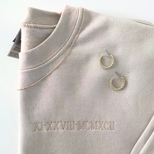 Personalized Embroidered Anniversary Date Couples Sweatshirt Etsy