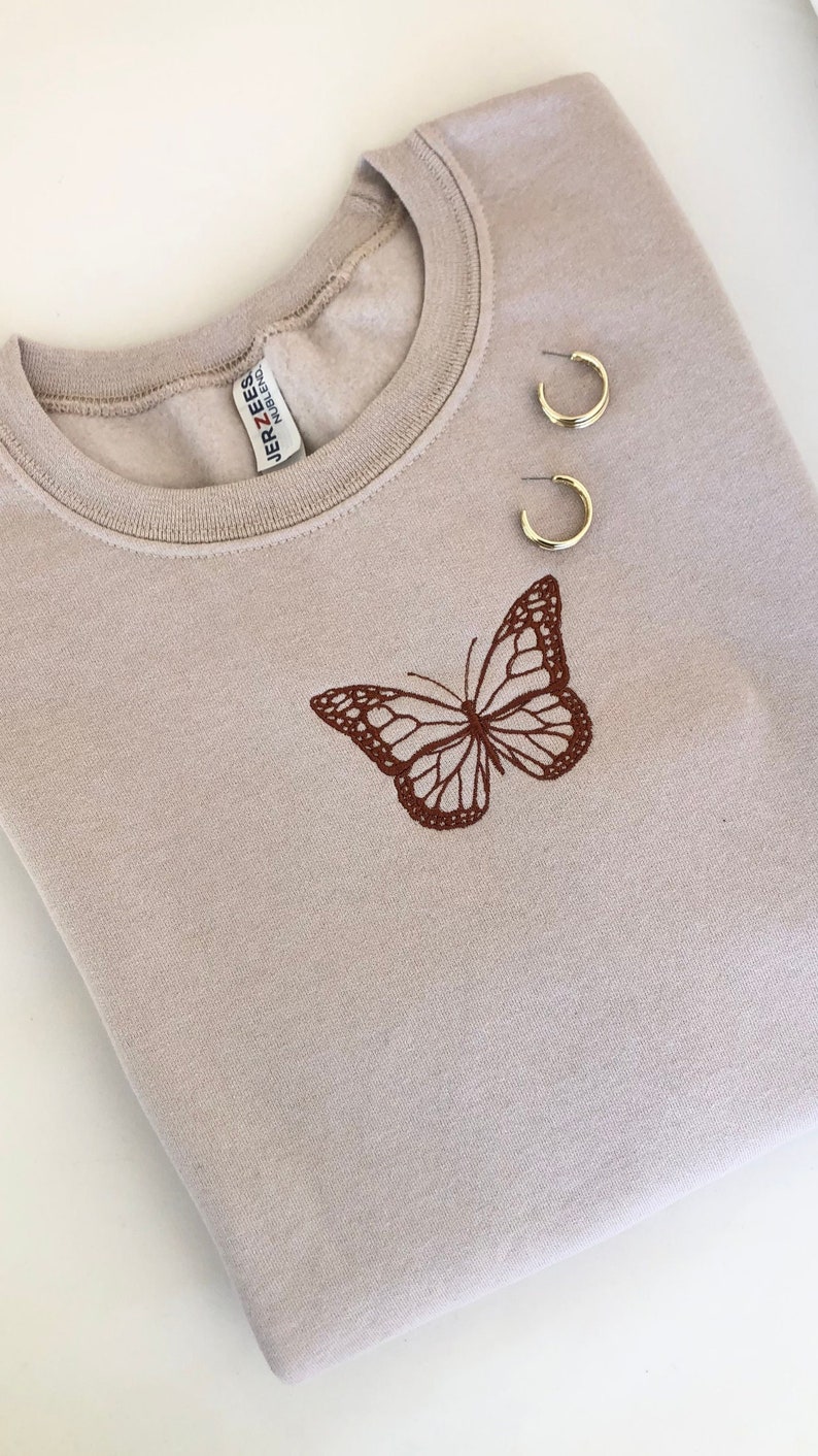 Embroidered Butterfly Sweatshirt Embroidered Sweatshirt - Etsy