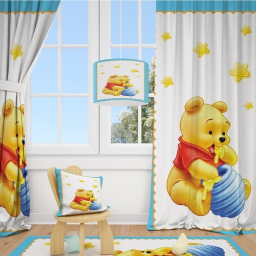 Winnie the Pooh and Stars Baby Boy Room Curtains Nursery Etsy