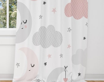 Wolken Mond und Sterne Baby Girl Gardinen Kinderzimmer Gardinen Fenster Gardinen