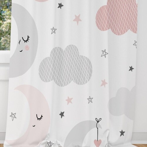 Soft Stars Clouds Elegant Nursery Curtains Nursery Room Etsy