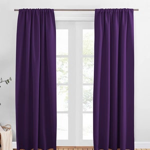 Purple Blackout Curtains, Draperies, Curtains, Room Darkening, Rod Pocket Top, Thermal Insulated, Noise Reducing, Bedroom Curtains