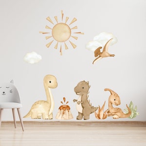 Watercolor Baby Dino Baby Boy Room Wall Decals Nursery Wall Stickers Kids Room Wall Decals