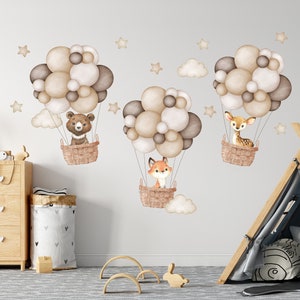 Balloons and Cute Animals Wall Sticker Boys Room Wall Decor Nursery Wall Decal