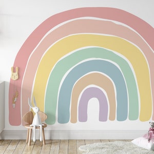 Watercolor Large Rainbow Wall Decals, Nursery Wall Decal, Girls Wall Decal, Rainbow Wall Decor, Rainbow Wall Stickers