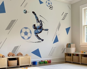 Soccer Themed Wallpaper, Football Wall Mural, Nursery Wall Decor