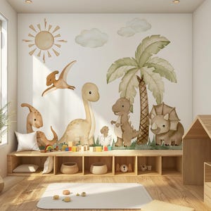 Watercolor Dinosaur Wall Decal: Removable Nursery Sticker