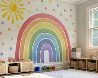Wandtattoo Aquarell Regenbogen: Wandtattoo für Kinderzimmer