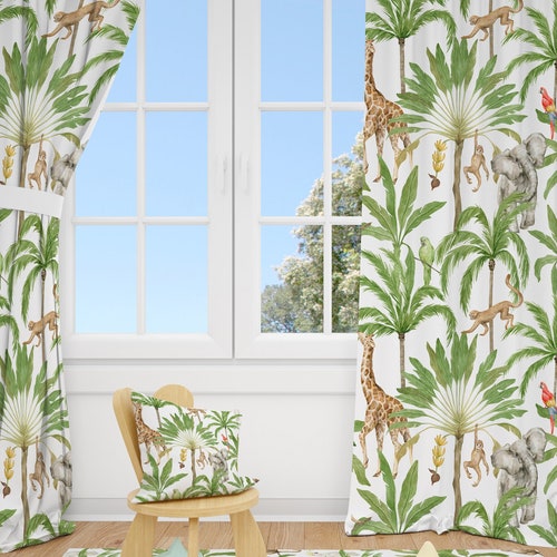 Baby Safari Animals Baby Boy Room Curtain Nursery Curtains Etsy