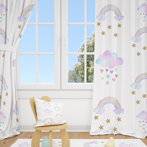 Safari Animals and Balloons Baby Girl Room Curtains Nursery Etsy