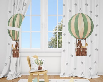 Ballon aquarelle et animaux de la forêt Rideau pour chambre de bébé garçon Rideaux pour chambre de bébé Rideaux de fenêtre