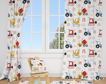 Construction Trucks Baby Boy Room Curtain Nursery Curtains Window Curtains