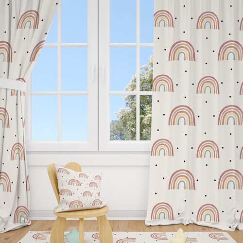 Boho Rainbow Baby Girl Room Curtain Nursery Curtains Window Etsy