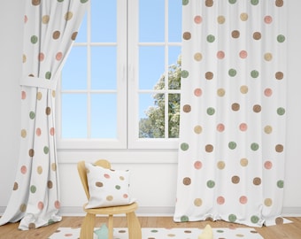 Gender Neutral Watercolor Dots Baby Room Curtains Nursery Curtains Window Curtains