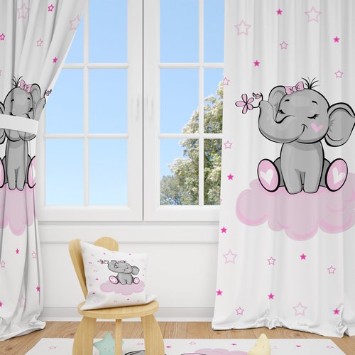 Elephant and Stars Baby Boy Room Curtains Nursery Curtains Etsy