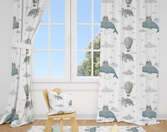 Rideaux baleines et ciel pour chambre de bébé garçon Rideaux pour chambre de bébé Rideaux de fenêtre