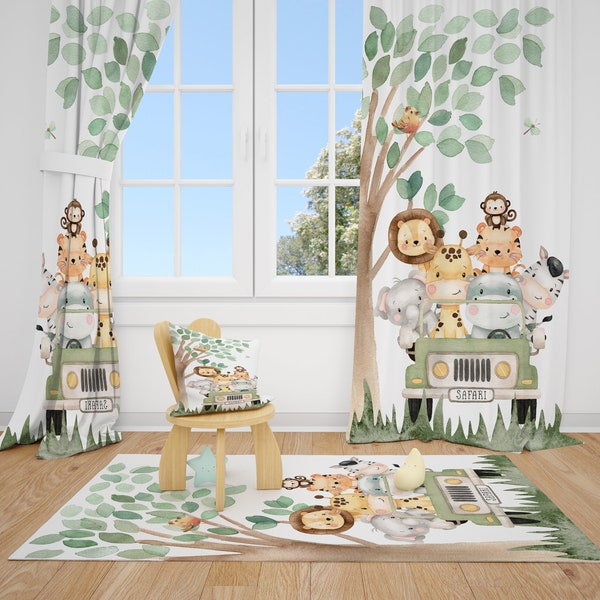 Rideaux pour chambre de bébé garçon, animaux de safari, rideaux pour chambre de bébé, rideaux de fenêtre