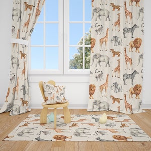 Wild Safari Animals Baby Boy Room Curtains Nursery Curtains Window Curtains