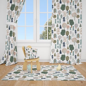 Boho Woodland Trees Baby Boy Room Curtains Nursery Curtains Window Curtains