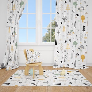 Woodland Trees Baby Boy Room Curtains Nursery Curtains Window Curtains