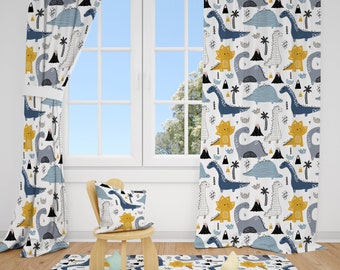 Dinosaur Baby Boy Room Curtains Nursery Curtains Window Curtains