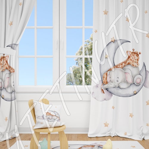 Elephant and Stars Baby Boy Room Curtains Nursery Curtains Etsy