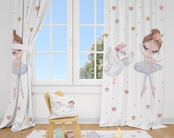 Ballerina and Swan Baby Girl Room Curtain Nursery Curtains Window Curtains