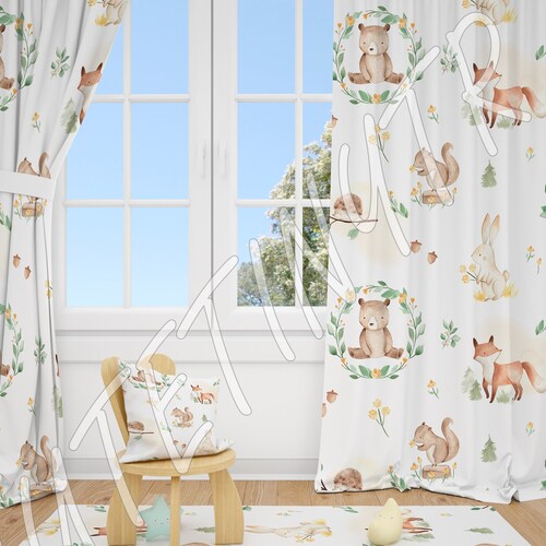 Woodland Animals Baby Boy Room Curtains Nursery Curtains Etsy