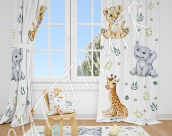 1 PC Baby Animal Window Valance Giraffe Elephant Tiger Theme Window Curtain Valance Unisex Window Valance 