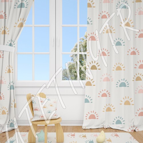 Gender Neutral Boho Sun Baby Room Curtains Nursery Curtains Etsy