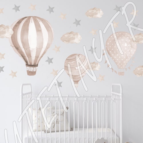 Hot Air Balloons Beige Wall Stickers Wall Decal Nursery Etsy