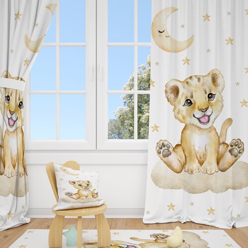 Teddy Bear and Balloons Baby Boy Room Curtain Nursery Curtains Etsy