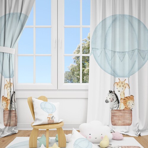 Elephant and Moon Baby Boy Room Curtains Nursery Curtains Etsy
