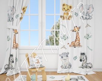 Rideaux pour chambre de bébé garçon, animaux de safari, rideaux pour chambre de bébé, rideaux de fenêtre