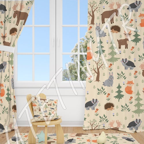 Boho Woodland Trees Baby Boy Room Curtains Nursery Curtains Etsy