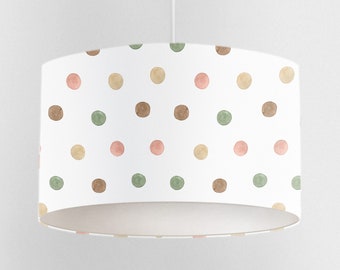 Watercolor Polka Dots Lampshade, Nursery Ceiling Lampshade, Kids Room Lampshade, Drum Ceiling Lamp Shade, Light Shade