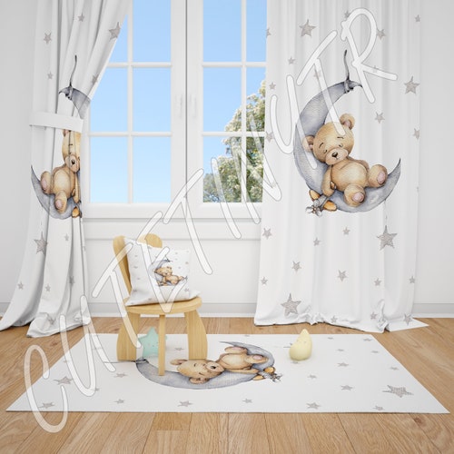 Blackout Clouds and Stars Baby Boy Room Curtains Nursery Etsy