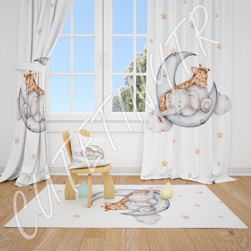 Woodland Animals Baby Boy Room Curtain Nursery Curtains Window Etsy