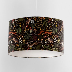 Vintage Forest Animals Lampshade, Nursery Ceiling Lampshade, Kids Room Lampshade, Drum Ceiling Lamp Shade, Light Shade