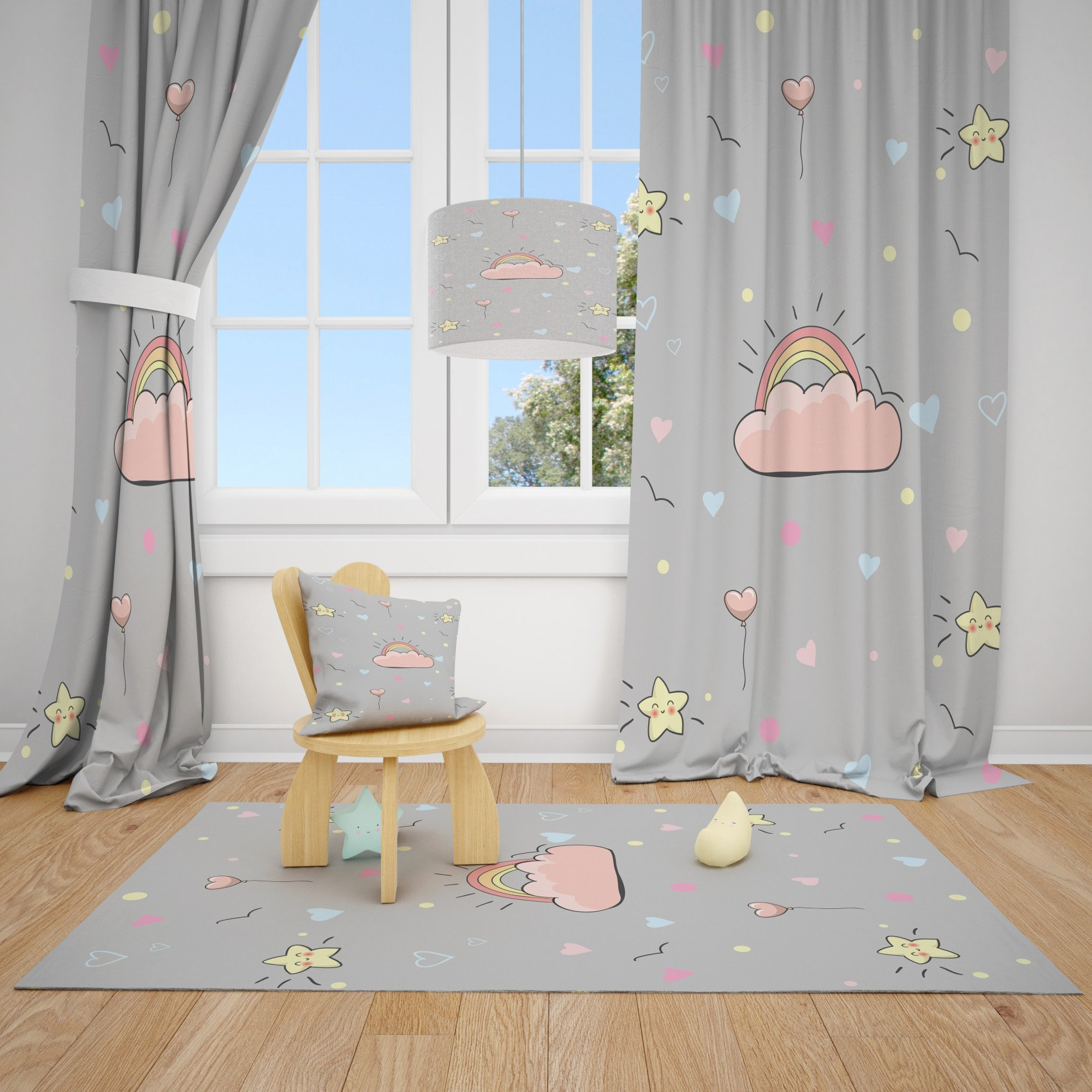 Cute Stars Cloud Rainbow Baby Girl Room Curtains Nursery Etsy