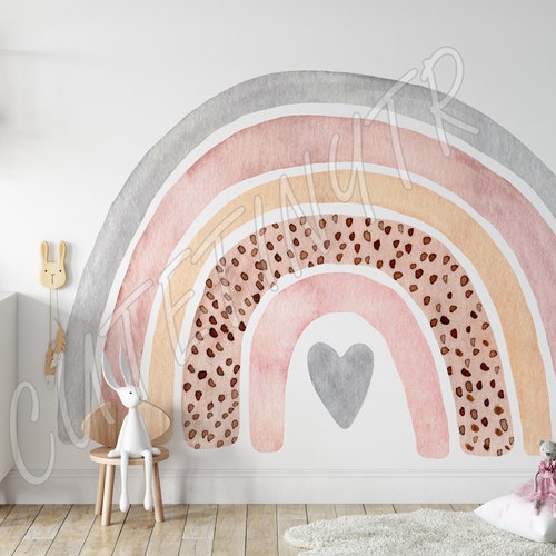 Rainbow Wall Decal Nursery Wall Sticker Watercolor Rainbow Etsy