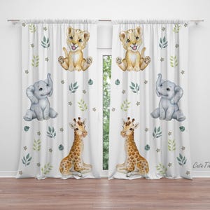 Cute Jungle Animals and Stars Baby Boy Room Curtains Nursery Curtains Window Curtains
