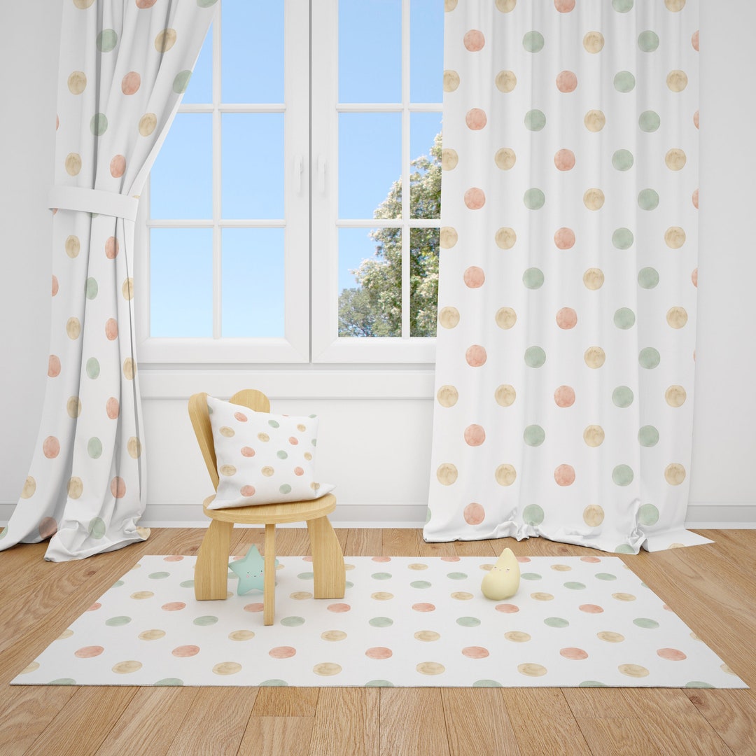Watercolor Dots Baby Girl Room Curtains Nursery Curtains Window