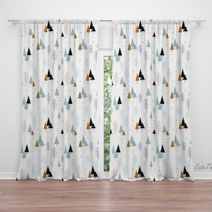 Boho Woodland Trees Baby Boy Room Curtains Nursery Curtains Window Curtains